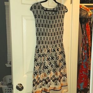 NWOT Max Studio Geometric Satin-Detail Dress sz L